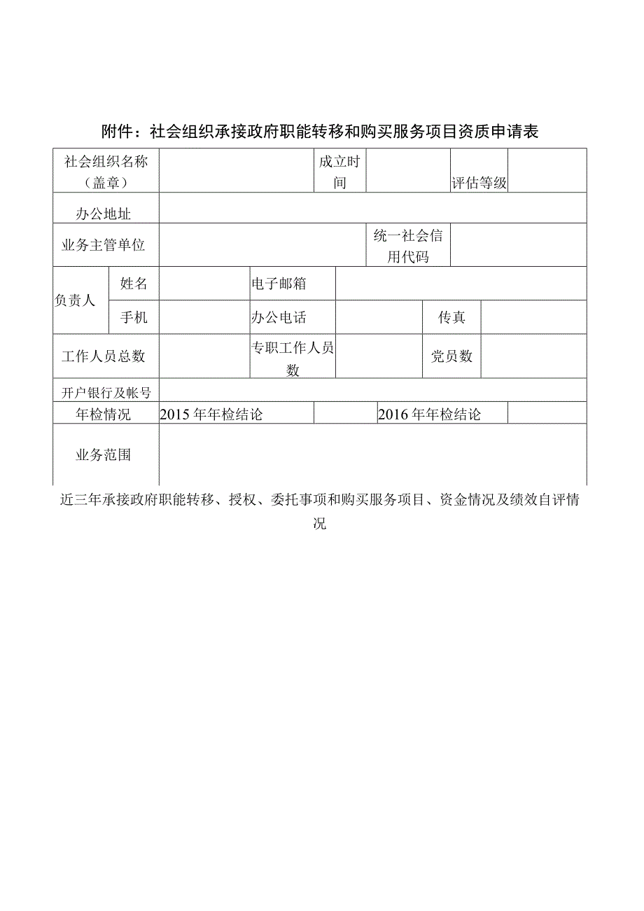 社会组织承接政府职能转移和购买服务项目资质申请表.docx_第1页