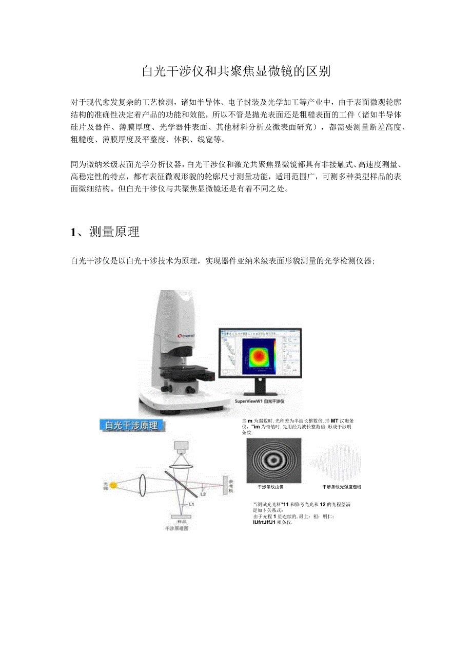 白光干涉仪和共聚焦显微镜的区别.docx_第1页