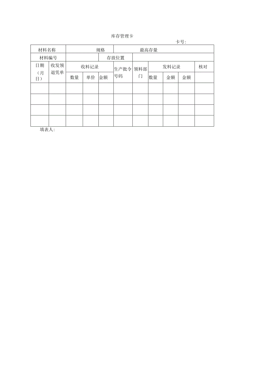 生产及设备管理模板库存管理卡.docx_第1页