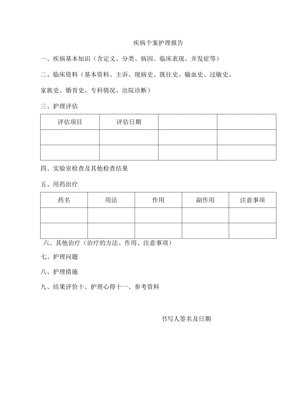 疾病个案护理报告模板.docx_第1页