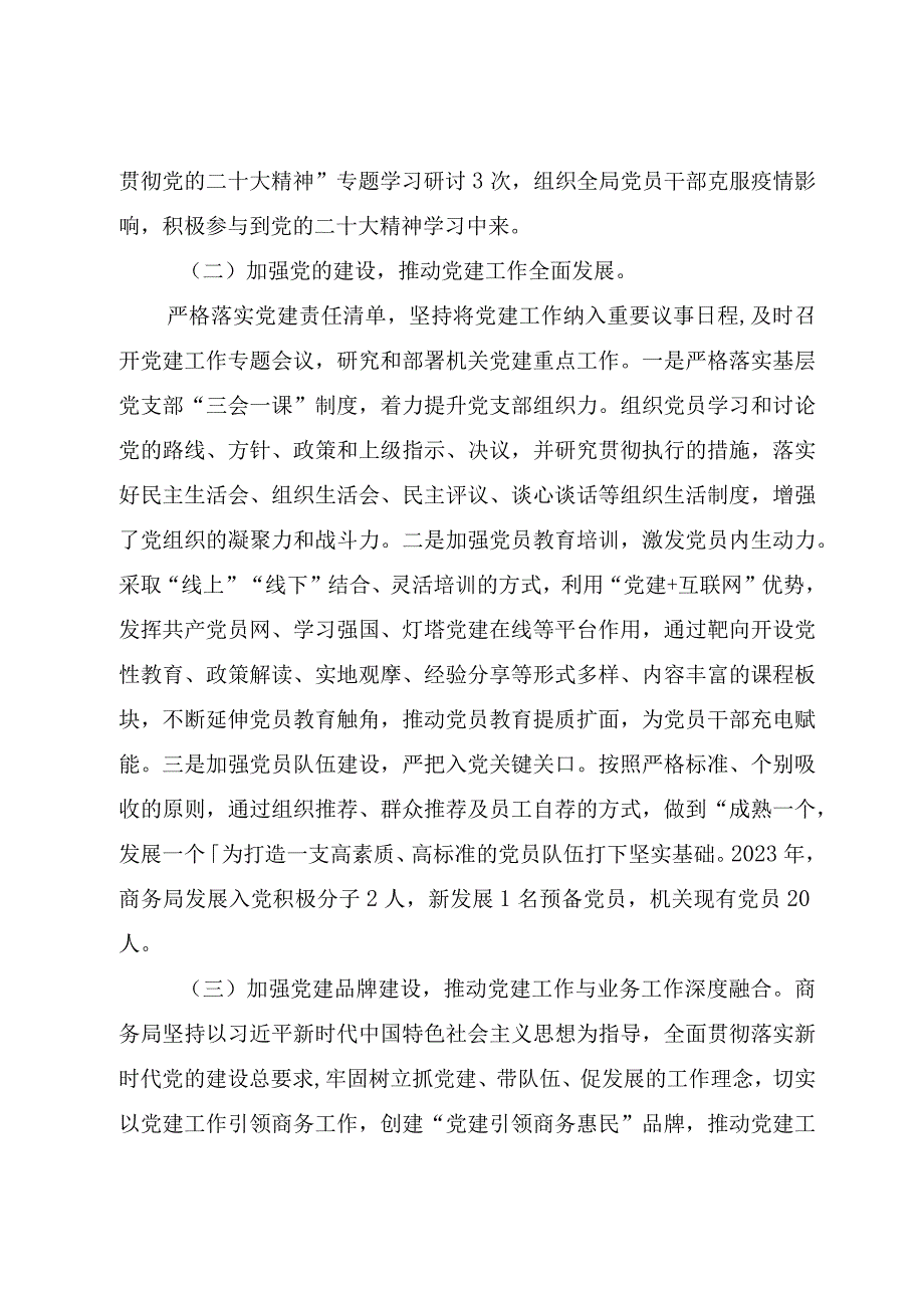 XX商务局2023年党建工作总结和2023年党建工作计划.docx_第2页