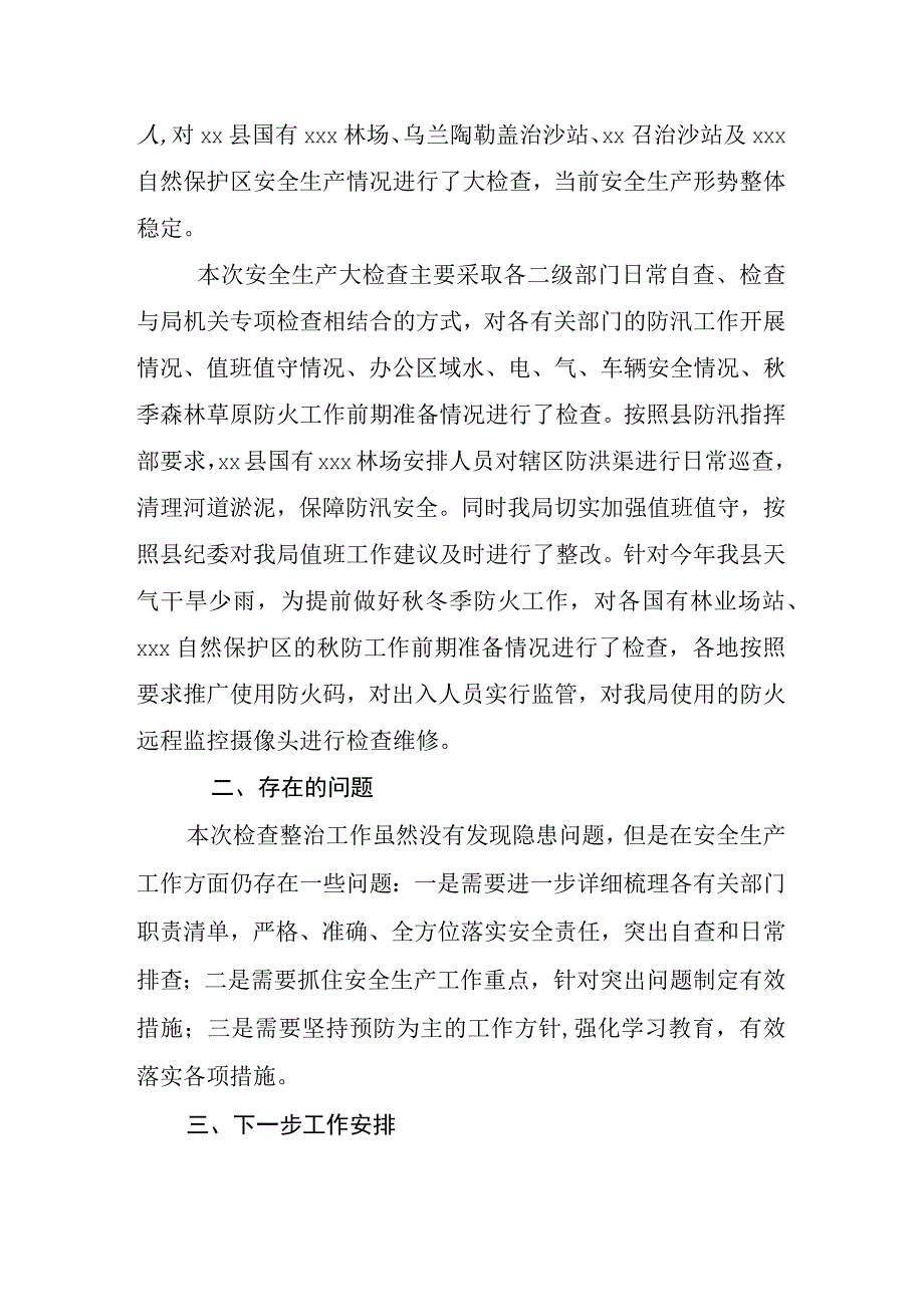 xx县林业和草原系统开展安全生产大排查大整治大提升行动总结报告.docx_第2页