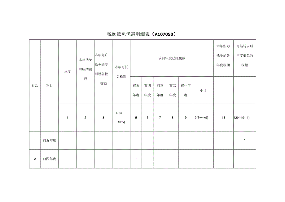 《税额抵免优惠明细表》（A107050）.docx_第1页