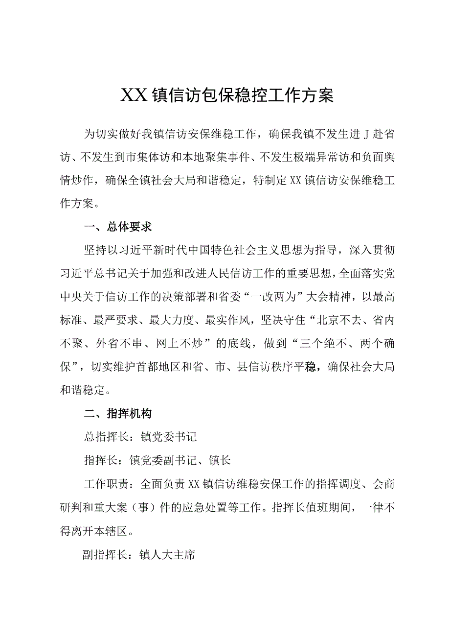 XX镇信访包保稳控工作方案.docx_第1页