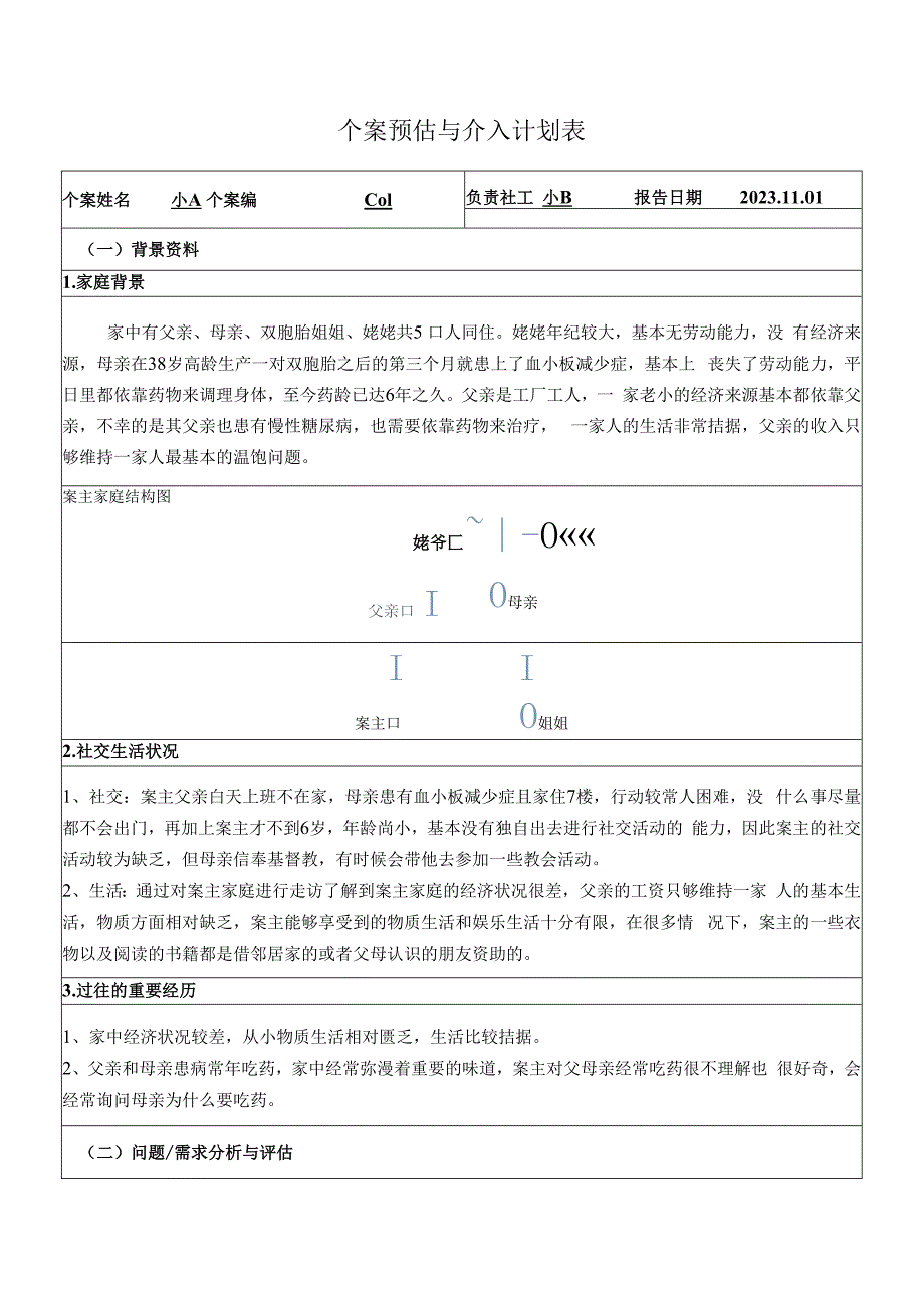 个案预估与介入计划表案例0021：青少年自信心提升个案服务.docx_第1页