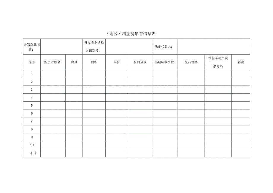 《增量房销售信息表》.docx_第1页