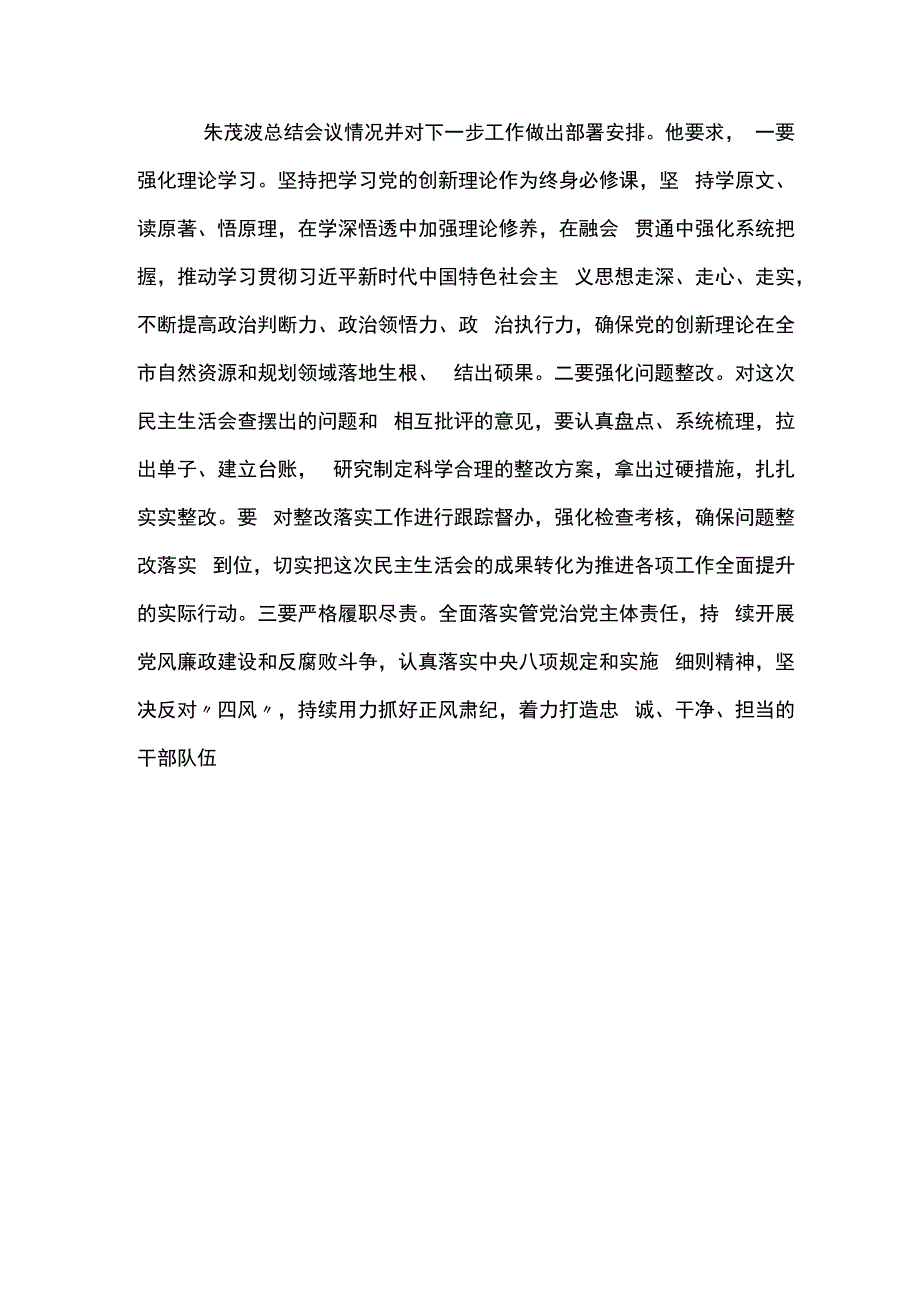 临沂市自然资源和规划局党组召开2023年度民主生活会暨巡察整改专题民主生活会.docx_第2页