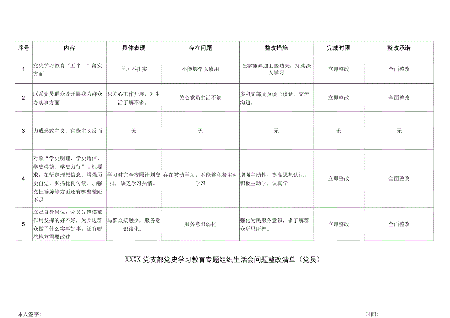 党员组织生活会问题整改清单.docx_第1页