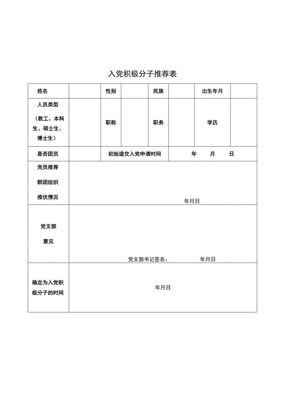 入党积极分子推荐表.docx_第1页