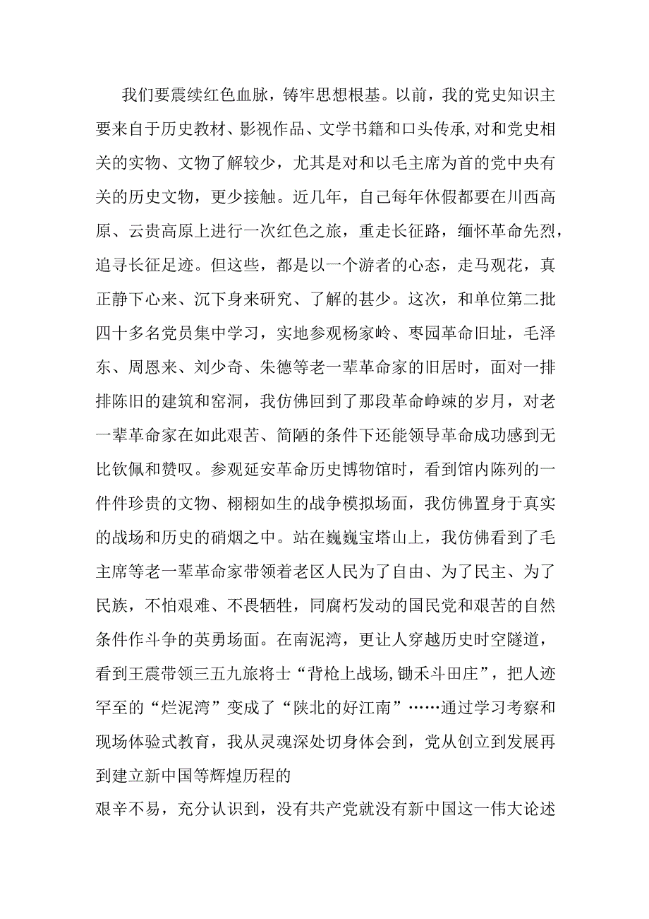 党员红色主题教育活动感悟：弘扬延安精神 走好新时代赶考路.docx_第2页