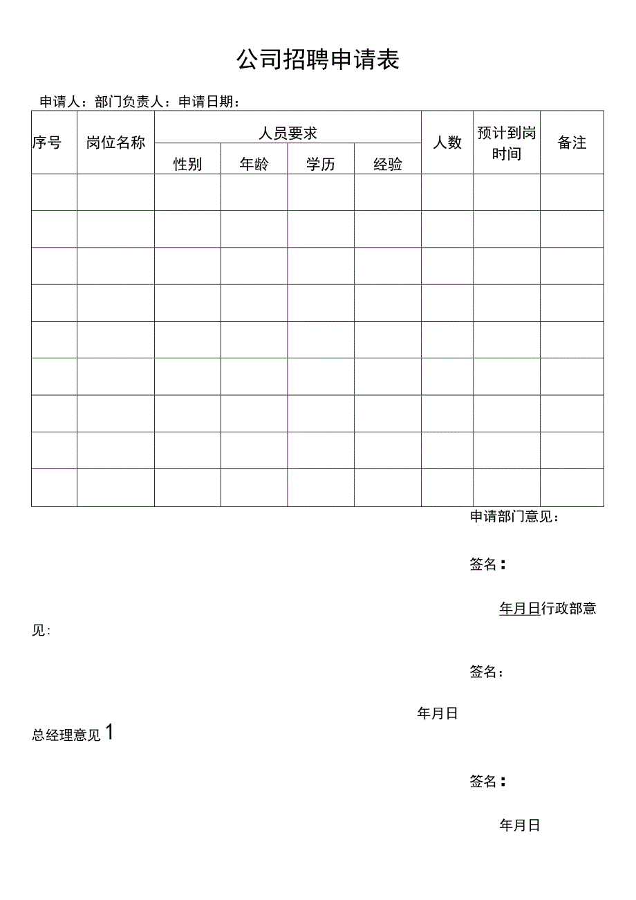 公司招聘申请表.docx_第1页