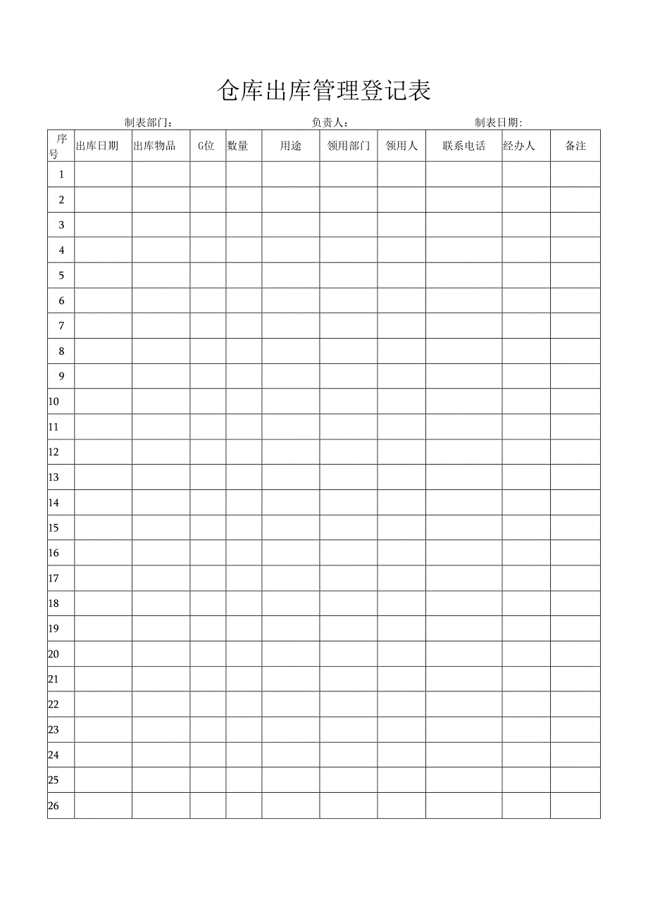 仓库出库管理登记表.docx_第1页