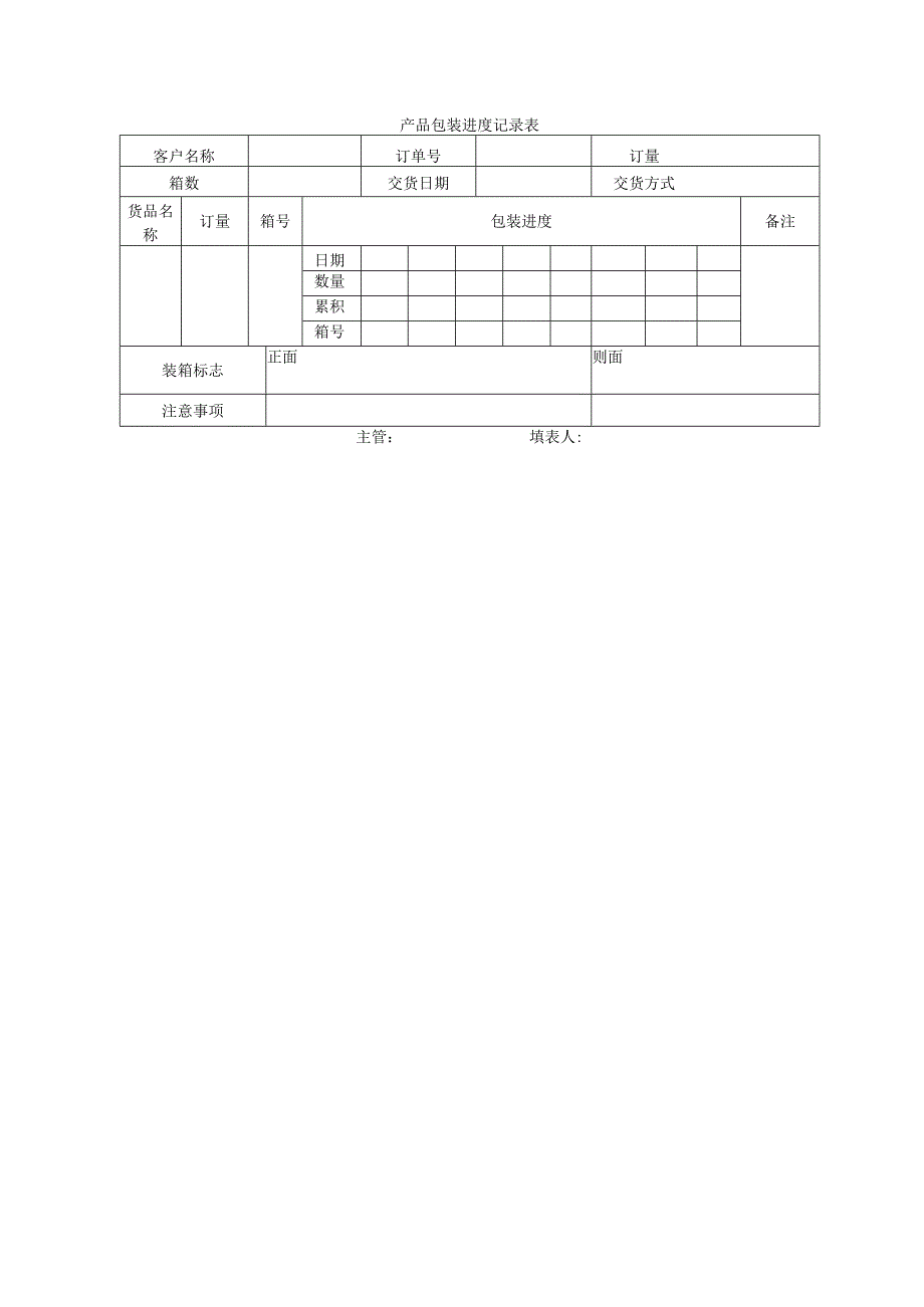 产品管理模板产品包装进度记录表.docx_第1页