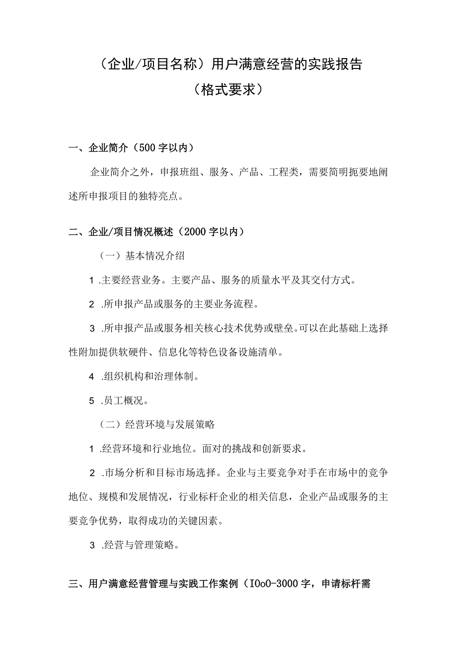 企业用户满意经营的实践报告格式要求.docx_第1页