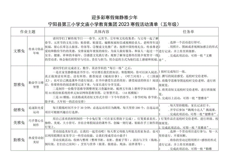 五年级寒假活动清单.docx_第1页