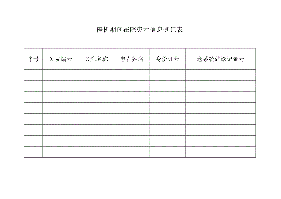 停机期间在院患者信息登记表.docx_第1页