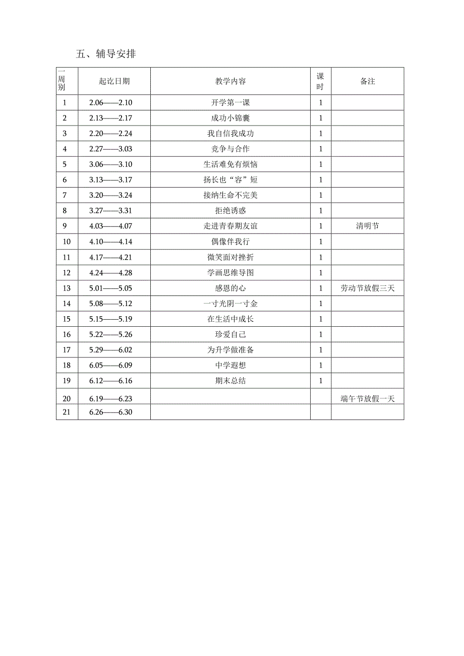 六年级第二学期心理健康教育教学计划.docx_第3页