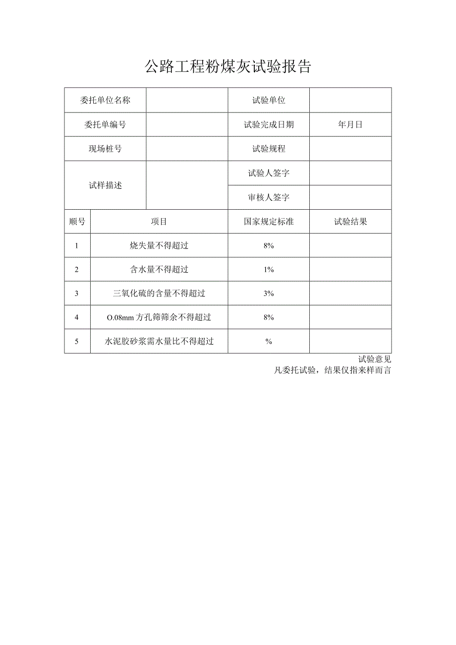 公路工程粉煤灰试验报告.docx_第1页