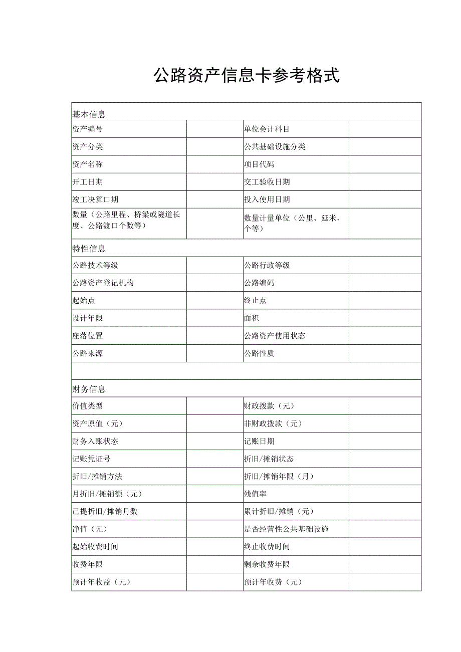 公路资产信息卡参考格式.docx_第1页