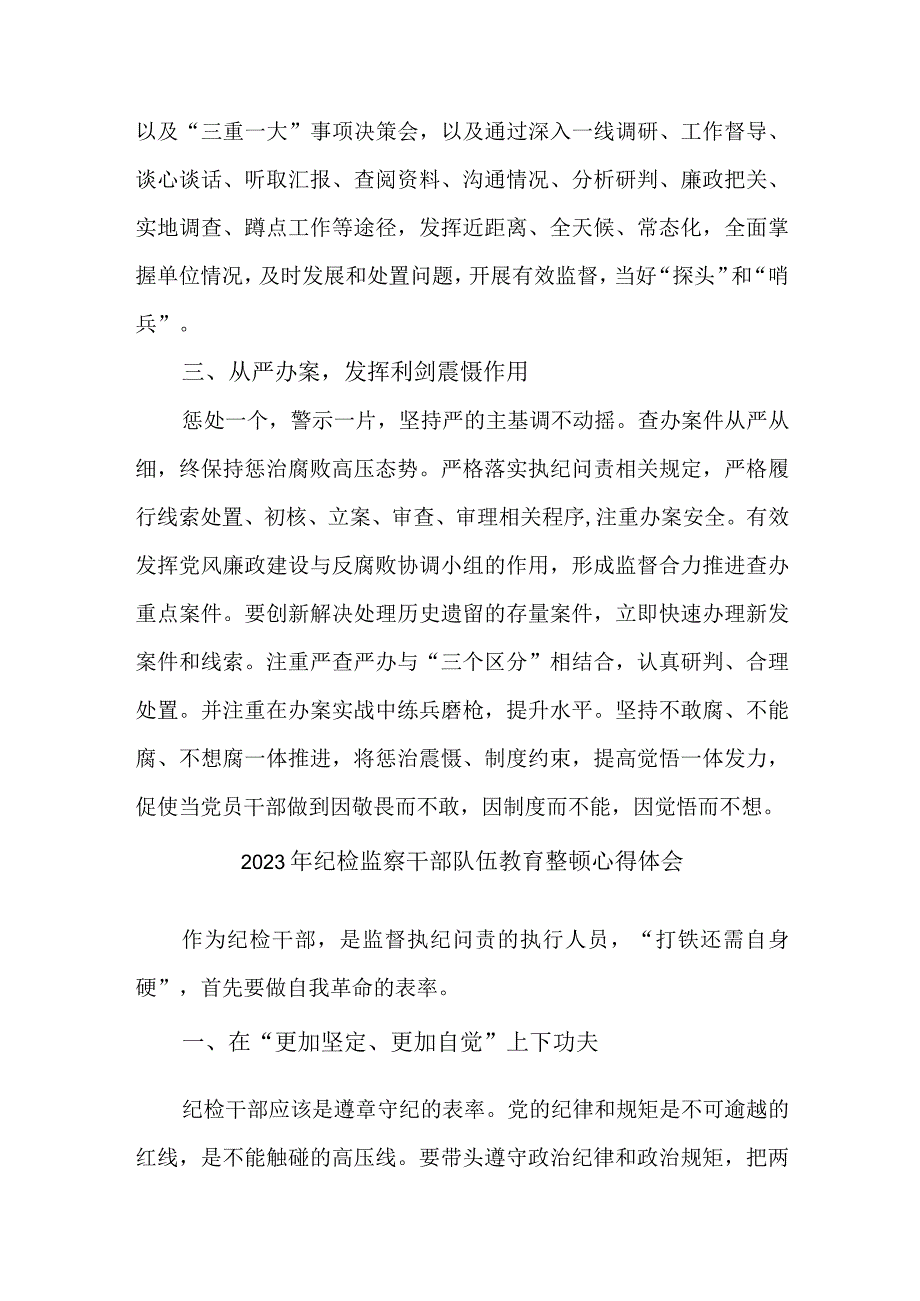 关于落实2023年纪检监察干部队伍教育整顿个人心得体会 （汇编6份）.docx_第2页