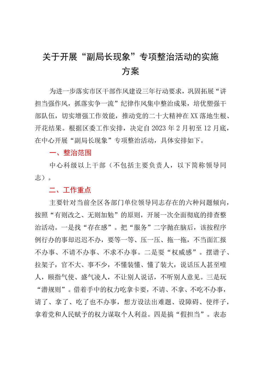 关于开展副局长现象专项整治活动的实施方案.docx_第1页