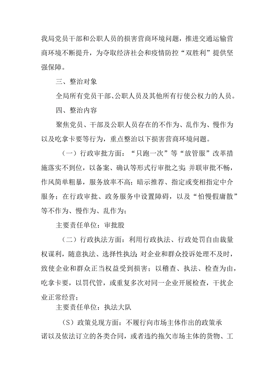 关于在全局开展损害营商环境问题专项整治的工作方案.docx_第2页