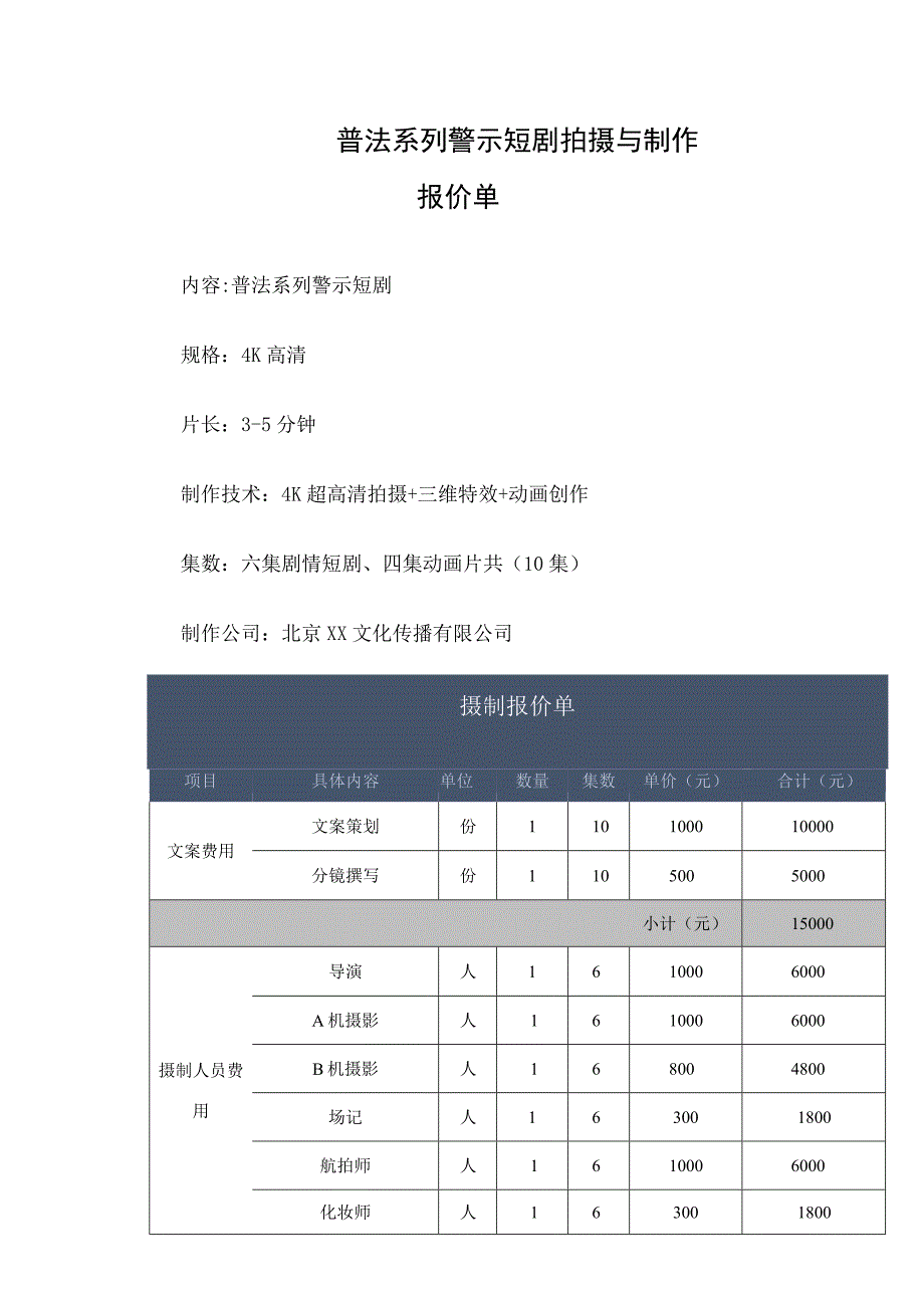 系列短剧招标报价单.docx_第1页