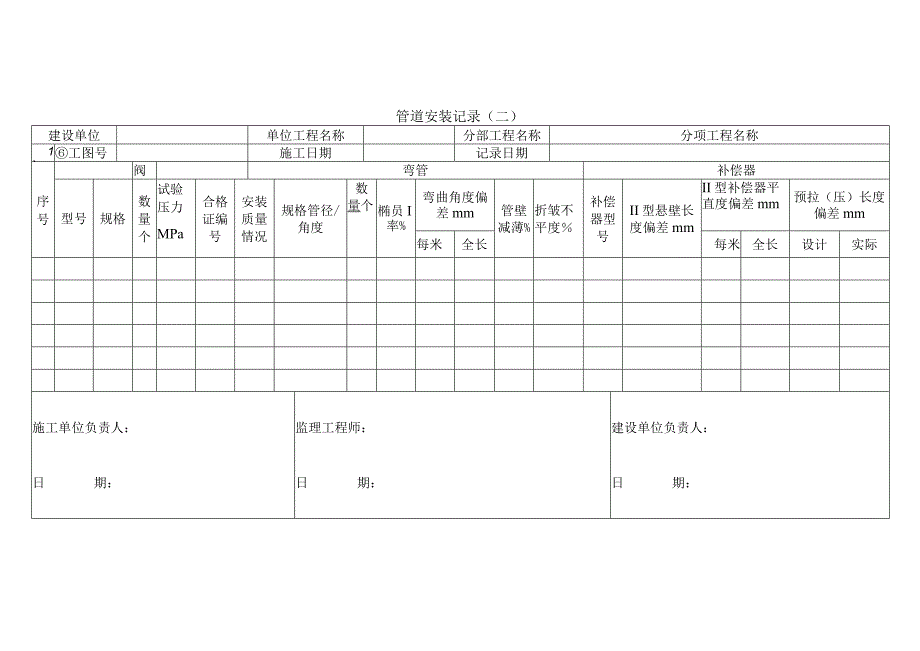 管道阀门弯管补偿器安装记录.docx_第1页