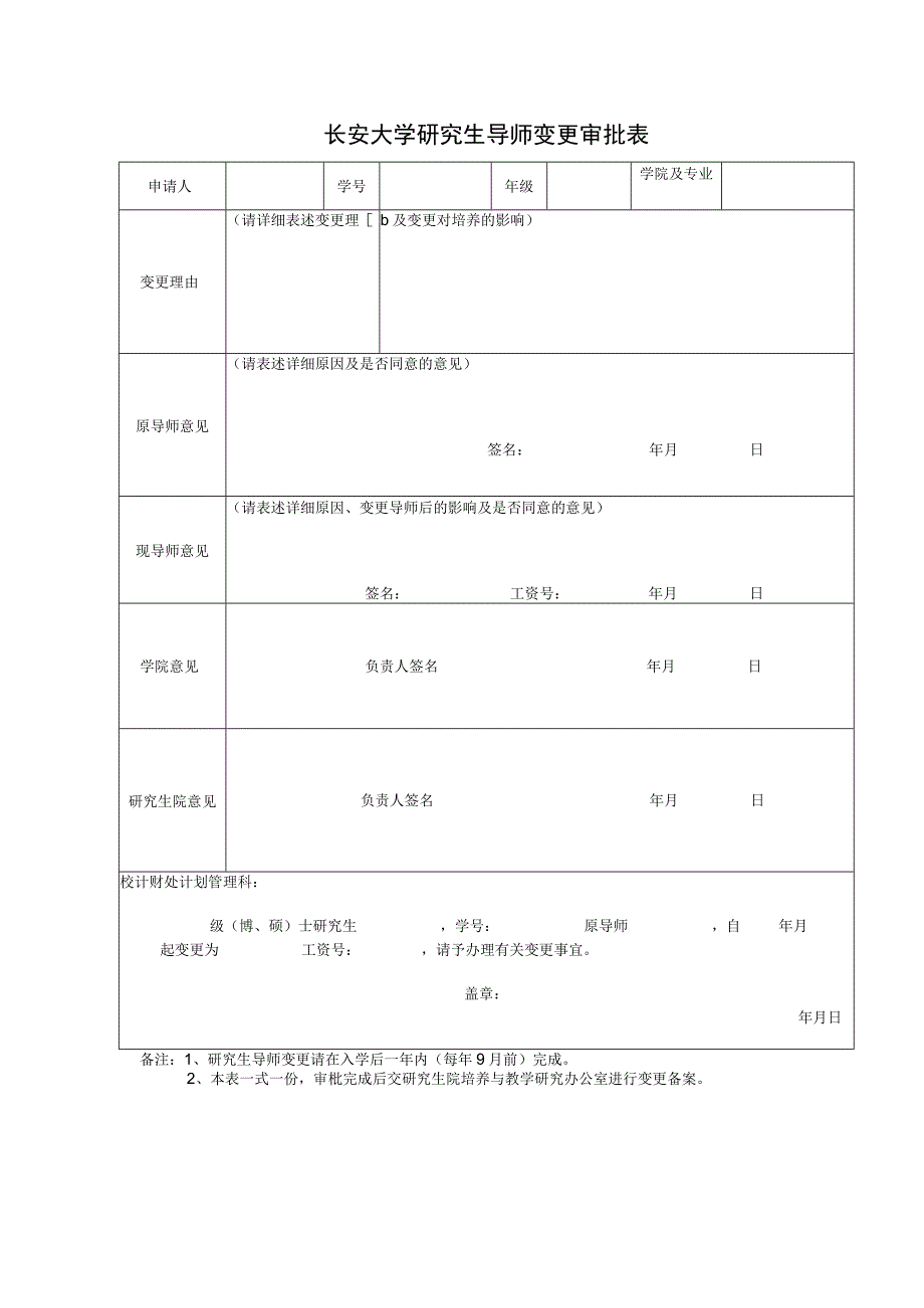 长安大学研究生导师变更审批表.docx_第1页