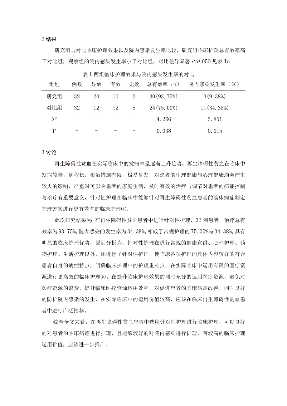 针对性护理干预再生障碍性贫血患者中护理效果及对院内感染率的影响研究.docx_第3页