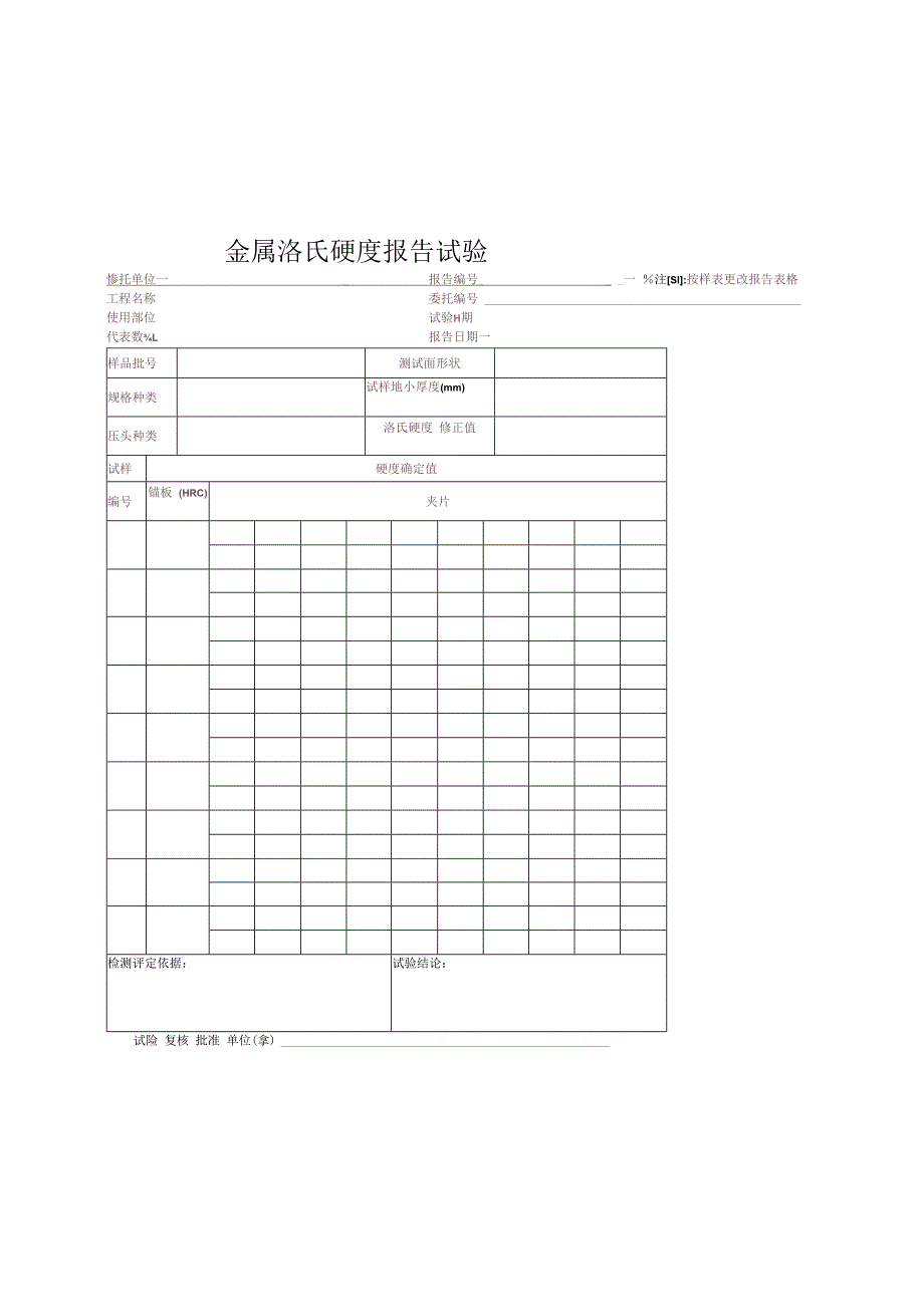 金属洛氏硬度报告试验.docx_第1页