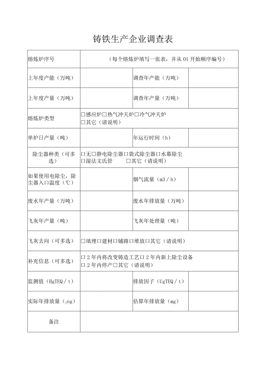 铸铁生产企业调查表.docx_第1页