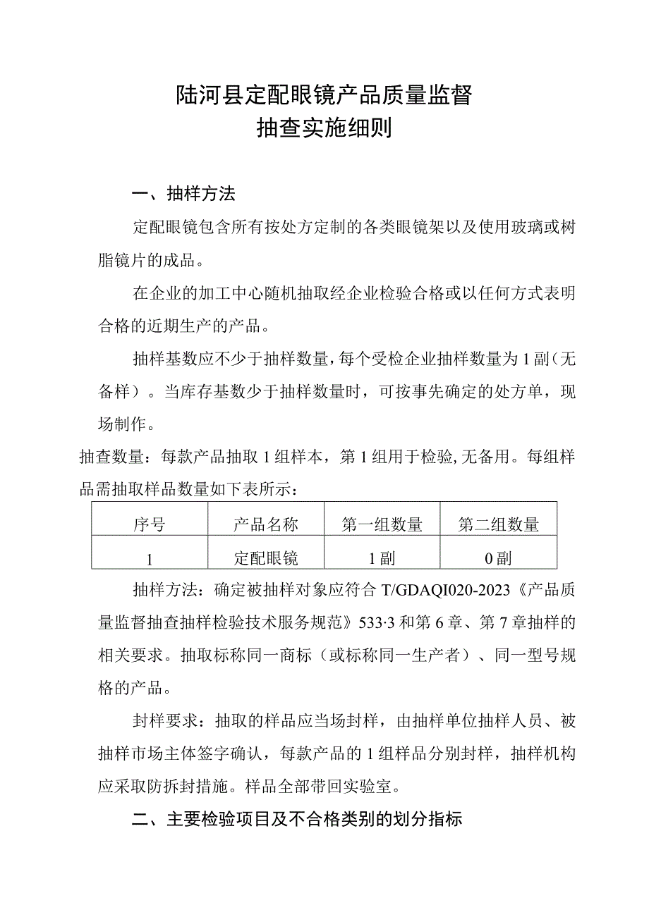 陆河县定配眼镜产品质量监督抽查实施细则.docx_第1页