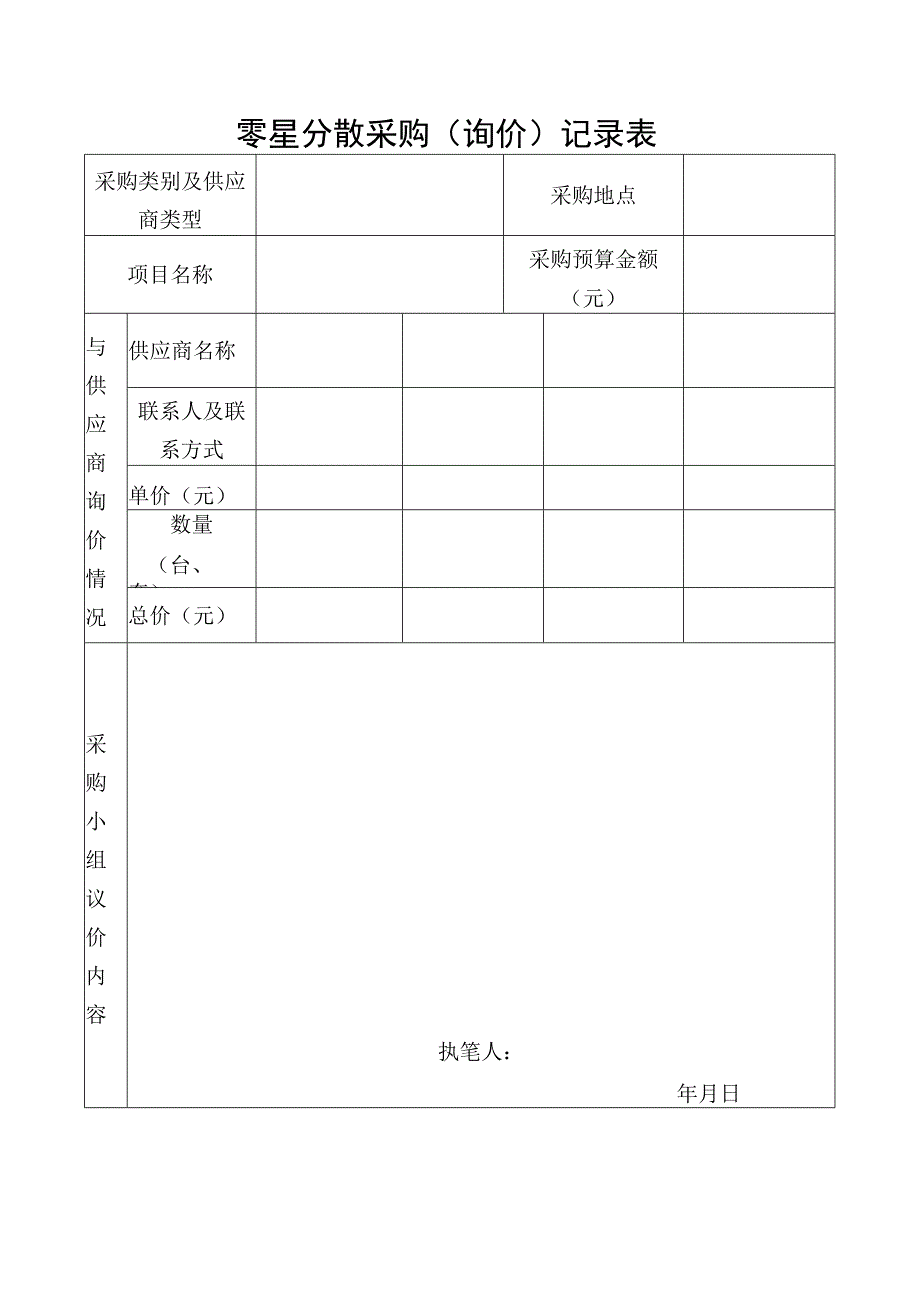 零星分散采购（询价）记录表.docx_第1页