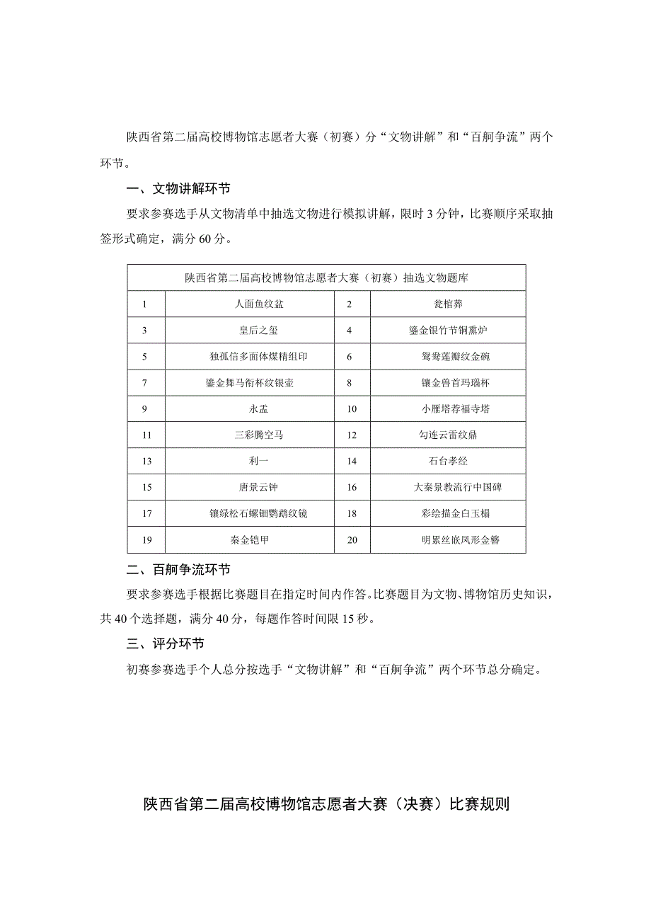 陕西省第二届高校博物馆志愿者大赛初赛比赛规则.docx_第1页