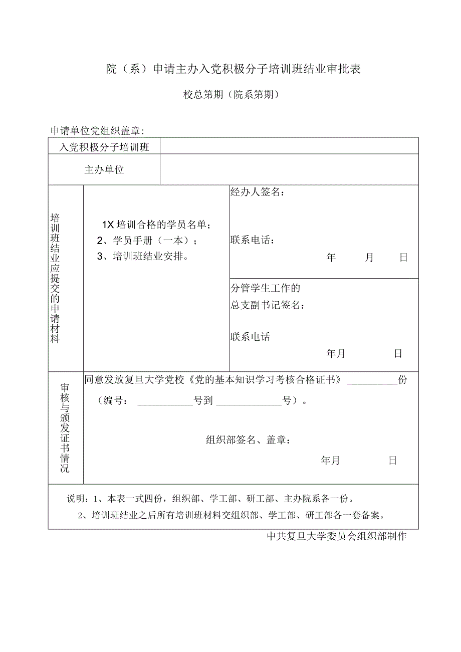 院系申请主办入党积极分子培训班结业审批表.docx_第1页