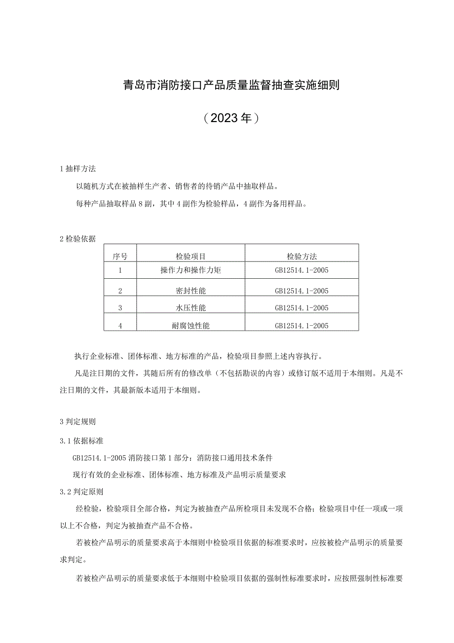 青岛市消防接口产品质量监督抽查实施细则2023年.docx_第1页