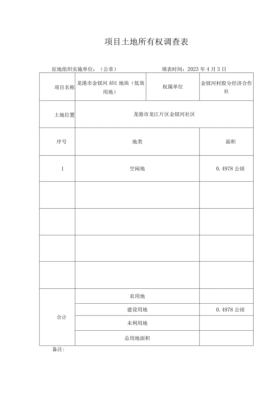 项目土地所有权调查表.docx_第1页