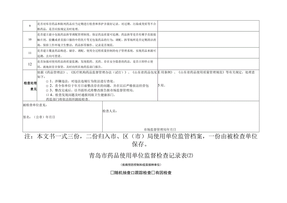 青岛市药品使用单位监督检查记录.docx_第2页