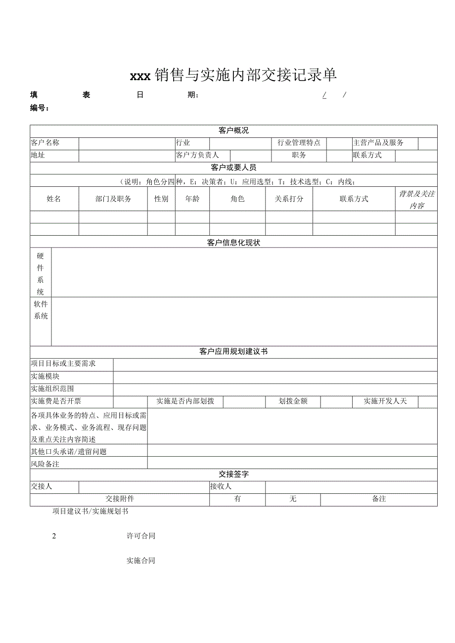 项目实施文档模版_销售与实施内部交接单.docx_第2页