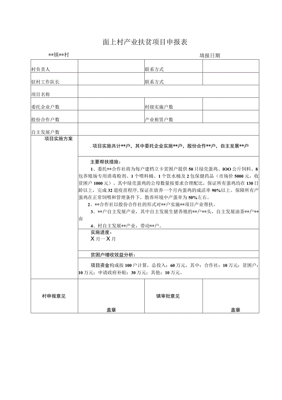 面上村产业扶贫项目申报表.docx_第1页