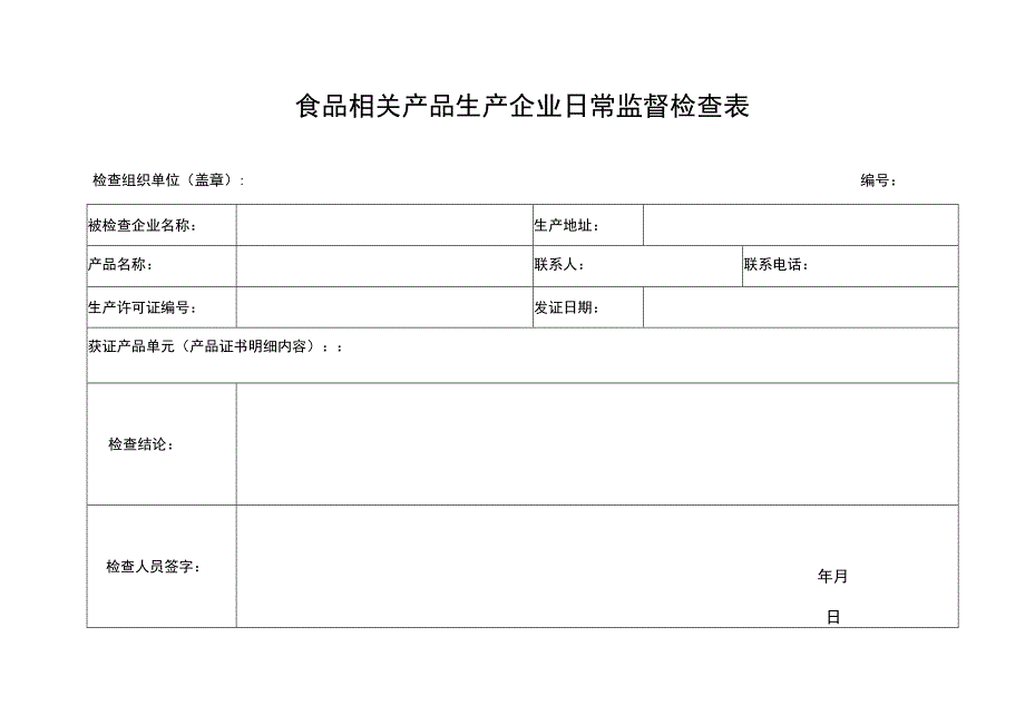 食品相关产品生产企业日常监督检查表.docx_第1页