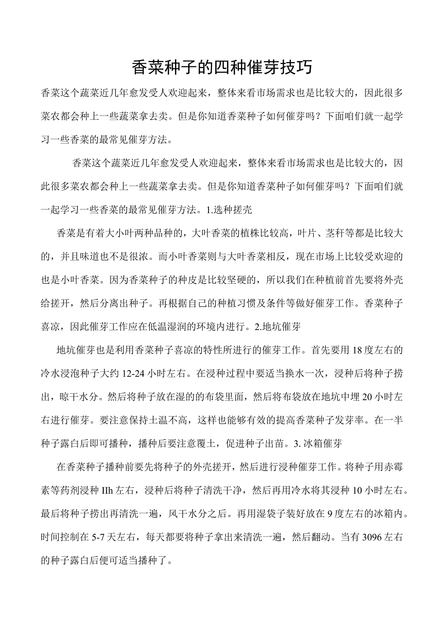 香菜种子的四种催芽技巧.docx_第1页