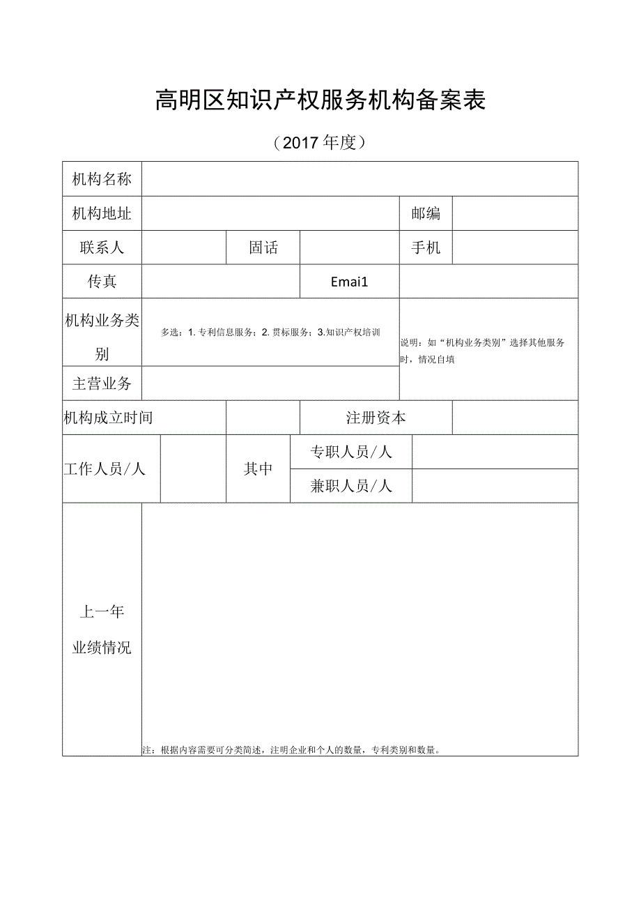 高明区知识产权服务机构备案表.docx_第1页