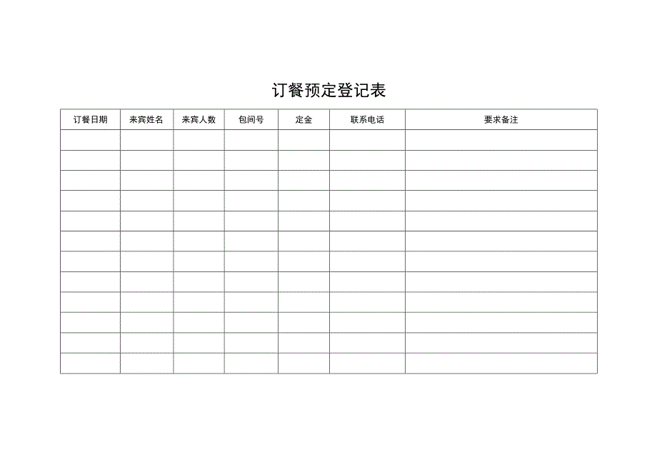 饭店订餐预定登记表.docx_第1页