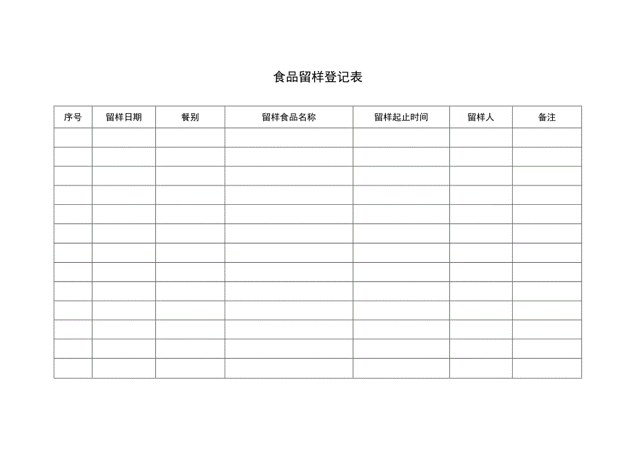 食品留样登记表.docx_第1页