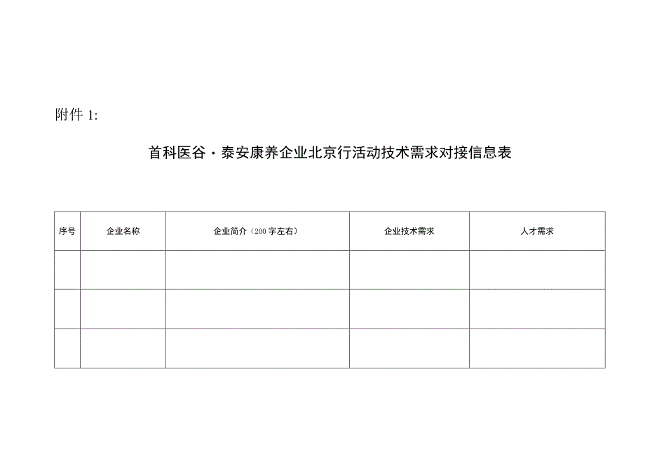 首科医谷泰安康养企业北京行活动技术需求对接信息表.docx_第1页