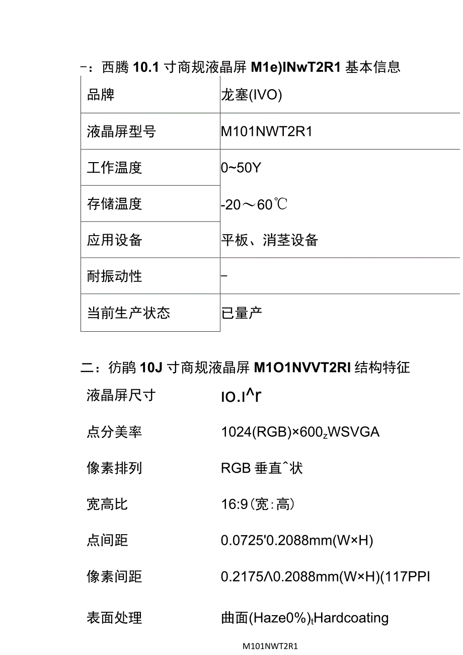 龙腾101寸屏M101NWT2 R1PDF规格资料参数.docx_第2页