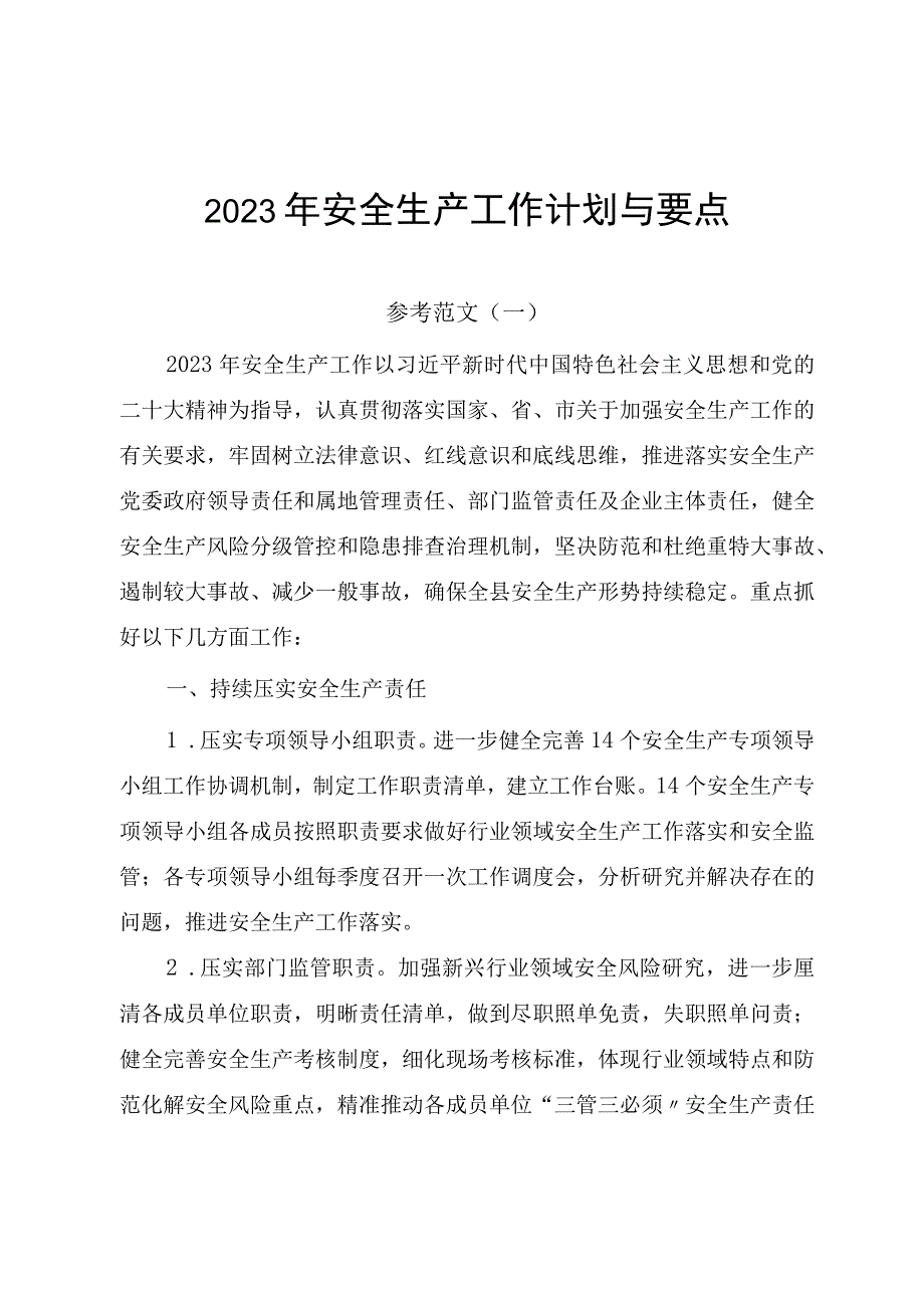 （2篇）2023年安全生产工作计划与要点.docx_第1页