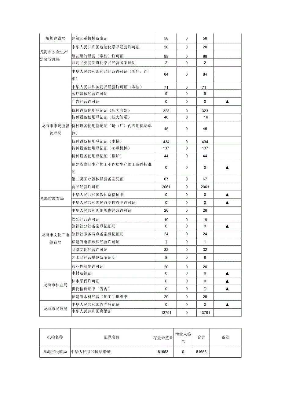 龙海市电子证照证照类梳理进度表.docx_第3页